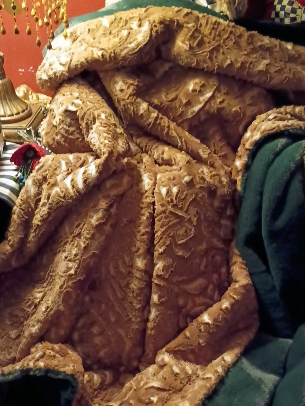 Plush New Minky Exclusive Paisley Tan  Throw Mega Blanket